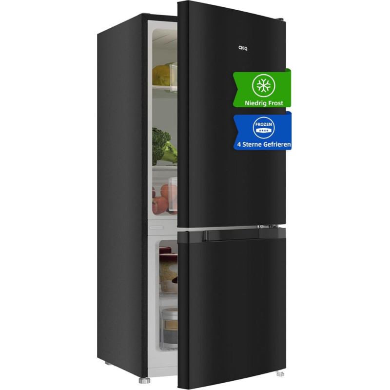 CHiQ Freestanding Fridge with Freezer, Fridge Freezer Combination Low-Frost Technology, 12 Year Guarantee on the Compressor * Dark Stainless Steel Look (117L), 114 x 47 x 49.5 cm (H x W x D)