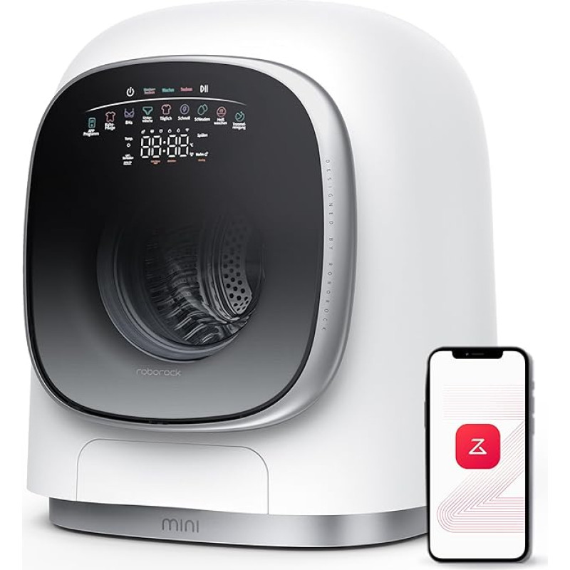 roborock Zeo Mini Washer Dryer / 1 kg Wash & 0.5 kg Drying / Zeo-cycle Low Temperature Drying / LintClear Self-Cleaning System / Intelligent Dosage / 20+ Washing & Drying Programs