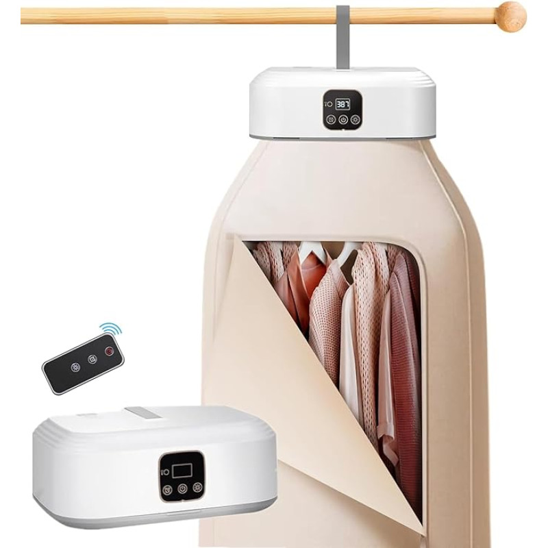 Mini Tumble Dryer, Heat Pump Clothes Dryer with 1-8H Timing, Remote Control & UV Sterilisation, Electric Heat Pump Dryer for Business Trips, Student Dormitories, Apartments, Hotels, Camping