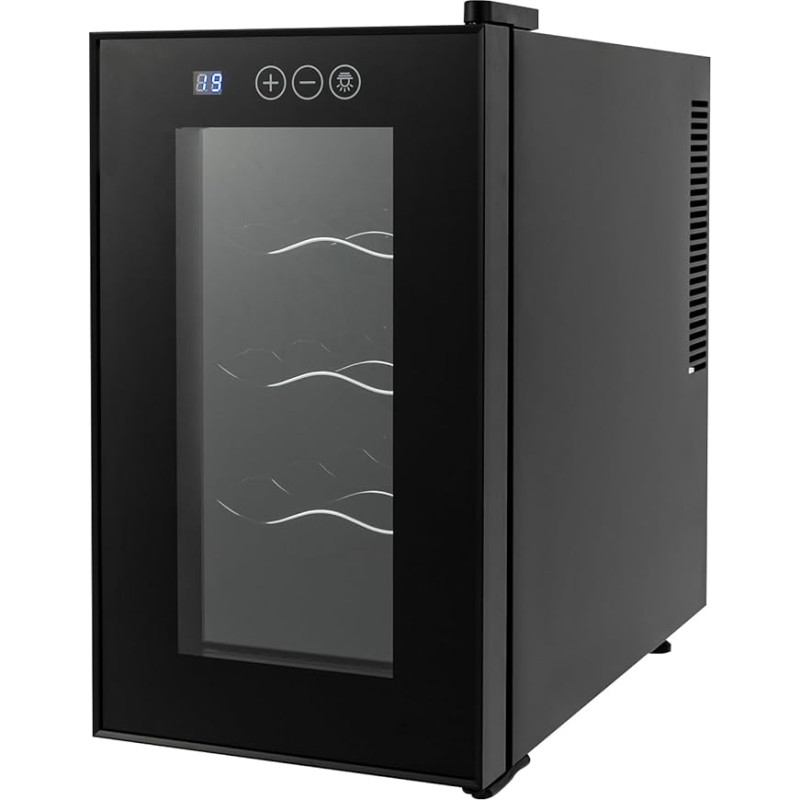 DCSYOG Wine Fridge 10 Bottles 23 Litre Drinks Fridge Small Wine Cabinet with LED Lighting, Full Glass Design Door Mini Fridge for Home, Office, Hotel, Bar