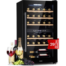 Klarstein Wine Refrigerator, Drinks Fridge Slim, 2 Zone Fridge with Glass Door, Drinks Refrigerators Freestanding, Wine Fridge Small, Wine Refrigerators with UV Protection, 5-22°C, 29 Bottles