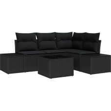 Rantry 5-teilige Garten Sofa Set mit Kissen Beige Poly Rattan Gartenlounge Model3347053