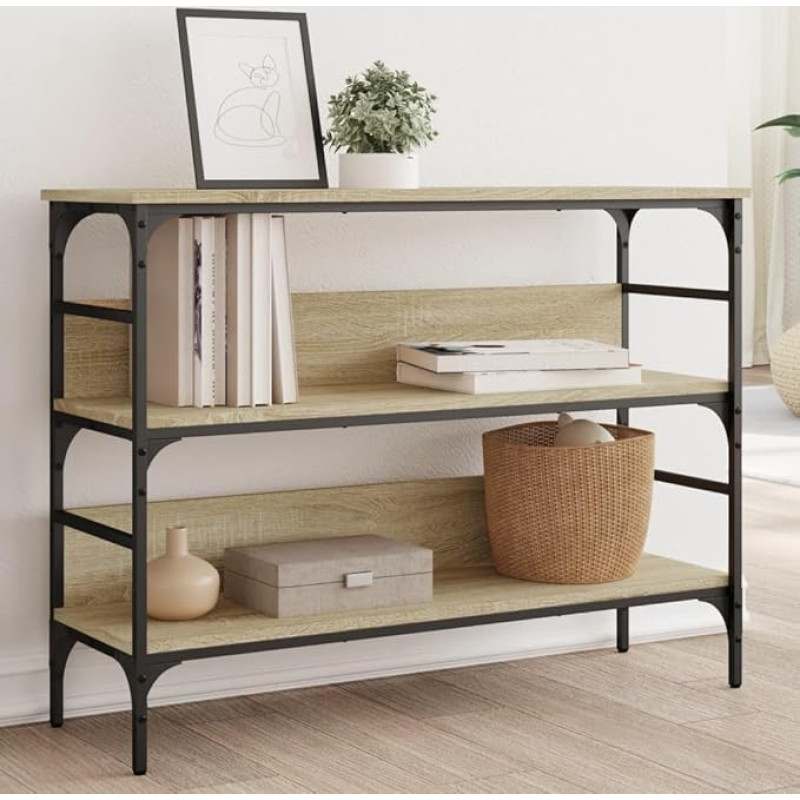 Gecheer Konsoollaud Konsooli küljelaud Esikusse sisenemise laud Seinalaud Näituselaud Diivanilaud Puidust laud Sonoma tammepuust 100 x 32 x 75 cm Puidust materjaliga