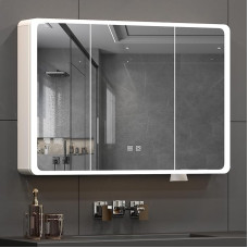 Buildonely Vannitoa peegelkapp koos valgustusega, 100 x 70 cm, vannitoa kapp koos uduvastase funktsiooniga, puuteekraaniga, alumiiniumsulamist, valmis kokkupanduna