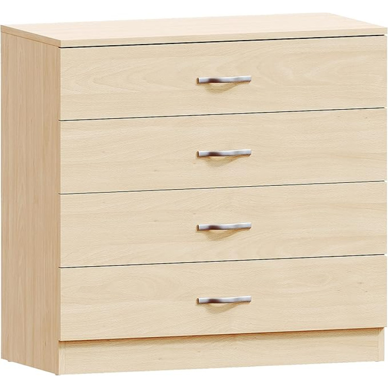 Kodu Soodus männi kast sahtlitega, 4 sahtlit metallist käepidemed ja jooksjad, unikaalne Anti-Bowing sahtli tugi, Riano magamistoa ladustamise mööbel