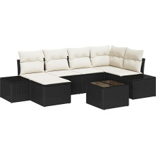 Rantry 6-teiliges Garten-Sofa-Set mit Kissen braun Poly-Rattan Gartenlounge Model3355806