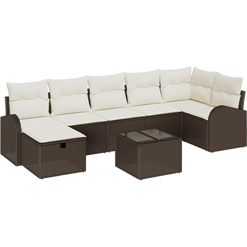 Rantry 8-teiliges Garten-Sofa-Set mit Kissen Braun Poly-Rattan Gartenlounge Model3359107