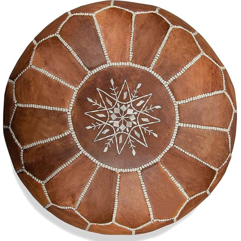 ALMADIH Maroko ehtne nahast istmepadi Camel Vintage täidetud tugevast nahast käsitsi valmistatud idamaine Ottomani Bean Bag põrandapadi helepruun (Pouf Camel Vintage)
