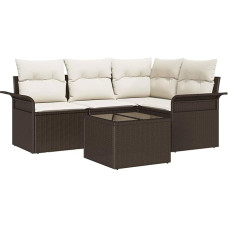 Rantry 4-teiliges Garten Sofa Set mit Kissen Grau Poly Rattan Gartenlounge Model3345348