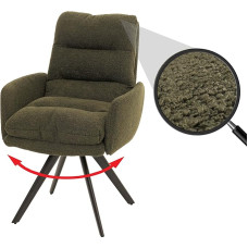 Mendler HWC-G66 Söögitoatool Köögitooli pöörlev automaatne asend Kangas / tekstiil Bouclé MVG - roheline koos käetoega