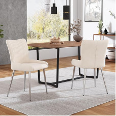 Goeria Sametist söögitool, luksuslik, 2 tuba, magamistuba, elutuba, magamistuba, lamamistool nelja hõbedase metalltoega, nimmetugi, beež