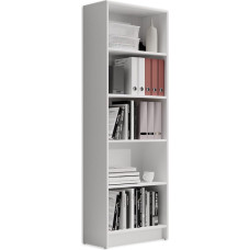 LILLY valge riiul, kaasaegne raamaturiiul 5 avatud sektsiooniga, mitmekülgne kontori arhiiviriiul, seisev riiul, mis pakub palju hoiuruumi, 60 x 172 x 28 cm (B x K x S)