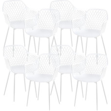 anrekl 8 söögitooli komplekt metallist jalgadega, käetoega toolid, köögitoolid, söögitoolid, toolid, toolid, istmed söögituppa, elutuppa, valge