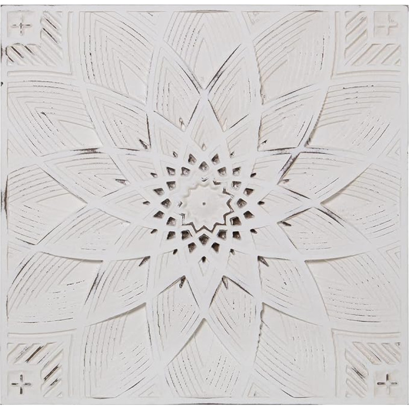 DRW altariteos puidust ja MDF-ist valge nikerdatud 60 x 3 x 60 cm