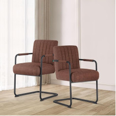 DUBI Möbel Ben söögitoa toolid, 2 tooli, käetugedega toolid, polsterdatud toolid kööki, elutuppa, söögituppa, kontorisse, kaasaegne tööstusdisain, kakaopruun, 21106-BJ44-2