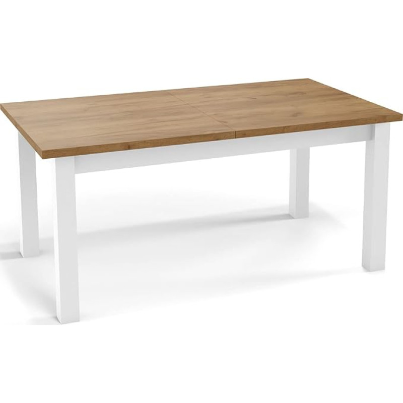 WFL GROUP Modernne piklik pikendatud söögilaud - Ruumisäästlik - Valged puidust jalad - 160 kuni 200 cm - Valmistatud ELis - 160 x 80 cm - Wotan tammepuust