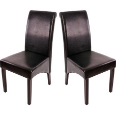 M37 Söögitoa toolid / köögitoolid / must / nahk / tumedad jalad / 2 komplekti