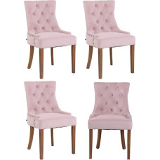 CLP komplekt 4 Aberdeen sametist söögitooli, kvaliteetse polsterduse ja sametkattega, polsterdatud toolid kummist puidust raamiga, värv: Roosa, raami värv: Roosa, värvi: roosa, raami värv: roosa, värvi: roosa: Antiikne hele