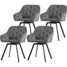 TUKAILAI Pöörlevad söögitoolid, 4 toolist koosnev komplekt, sametist pöörlevad toolid käetugedega, seljatugi, paksult polsterdatud iste, metallist jalad, käetugedega tool, köögitoolid, polsterdatud tool kööki, elutuppa