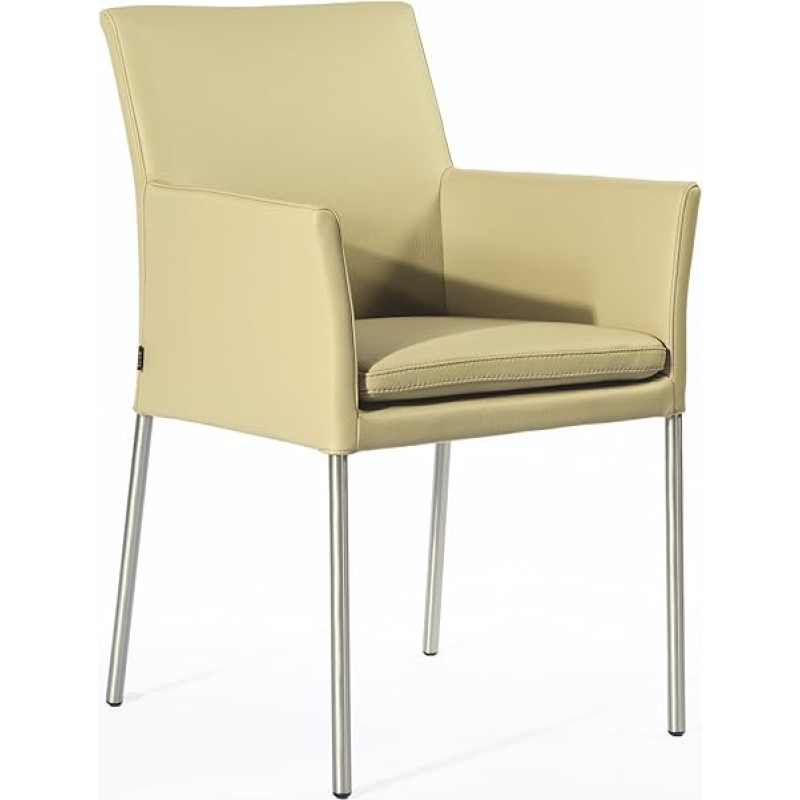 SIX Ricco nahast tugitool lehmanahk Mocha Light külalistetool