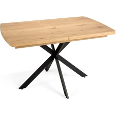 MOMMA HOME Dakota Synchronous pikendatud söögilaud elutuba Tammepuidust MDF viimistlus ja matt mustad metalljalad Mõõtmed 140/180 cm pikkus x 90 cm laius x 76 cm kõrgus