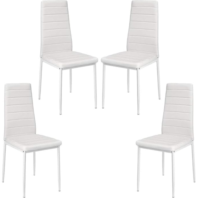 SGS söögitoolid, komplekt 4, testitud söögitoa jaoks, paksud polsterdatud toolid söögitoa jaoks, kaasaegsed söögitoolid, 4 tükki (valge)