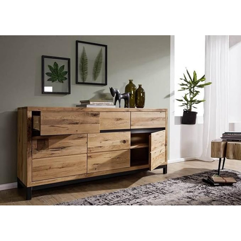 MASSIVMOEBEL24.DE Villanders Sideboard 175 x 45 x 85 cm Õlitatud metsatammest Erinevad värvid Looduslik õlitatud Suurus: 175 x 45 x 85 cm (B x S x K x K)