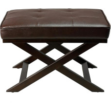 Cortesi Home Ari X-Bank Bonded Leather Ottomani pruunid pähklipuust jalad