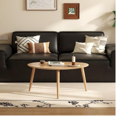 Vadisun väike ovaalne kohvilaud, kaasaegne kohvilaud elutuppa, 100% tahke tammepuust küljelaud, minimalistlik väljapanekulaud (84 x 57 x 39 cm)