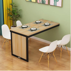 Nähtamatu teleskoopiline kokkupandav riiul Seinale paigaldatav puidust laud köögi söögitoa elutoa rõdule Kompaktne kodune edevus (hele pähkelpuu + must)