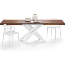 MOBILI FIVER, Emma 160 cm pikendatav laud, pähklipuust valge X-jalaga, laminaat, raud, valmistatud Itaalias.