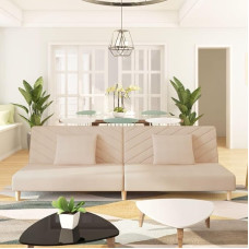 Qnhdfrt 2-kohaline diivanvoodi kreemikas kangas 2 padjaga, pikendatav diivanvoodi, 200 cm pikkune, vastupidav ja mugav elutuppa, kontorisse, väikestesse ruumidesse