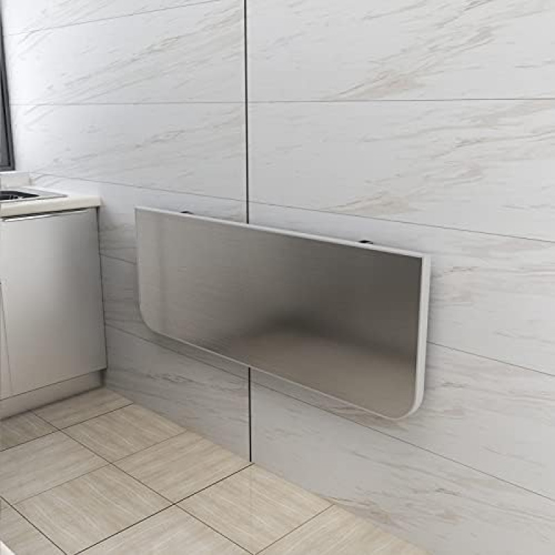 Generisch Wandklapptisch - Platzsparender Esstisch mit Klappblatt für Küche und Homeoffice, Frühstücksbar aus Edelstahl für kleine Räume, ideal für Garage und Waschküche