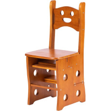 Leiter- und Stuhlkombination für die Bibliothek, zusammenklappbarer 4-Stufen-Leiterstuhl, Treppenstuhl aus Holz, Leiterstufen für den Innenbereich, Bücherregal, Pflanzen