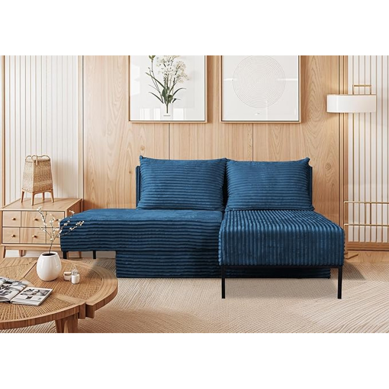 Kaiser Möbel - nurgadiivan magamisfunktsiooniga ja voodikastiga - modulaarne nöördiivan - 203 x 145 cm - L-kujuline diivan, elutoa diivan, 3-kohaline, püsiv magamiskoht - Mooka 4-in-1 - tumesinine, paremal pool