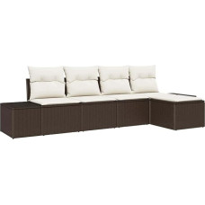 Rantry 5-teiliges Garten-Sofa-Set mit Kissen aus braunem Poly-Rattan Gartenlounge Model3355687