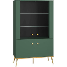 Marmex Forest 02 Madal klaasist vitriinkapp Lai mattroheline vitriinkapp 2 kapiuksega klaaspaneeliga riiulitega ilma LED-deta