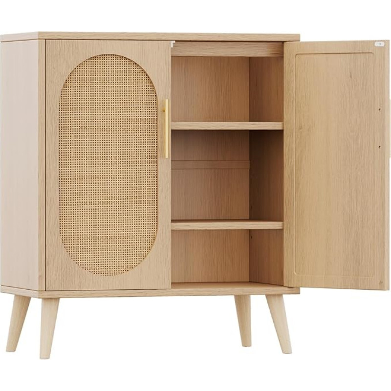 Irontar rotangist hoiukapp, Sideboard, Buffet kapp, vannituba põrandakapp rotangist kaunistatud ustega, aktsent kapp elutuppa, söögituppa, esikusse, Natural CWG013M