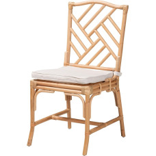 Baxton Studio Rio rotangist söögitool, valge/loomepruun, üks suurus