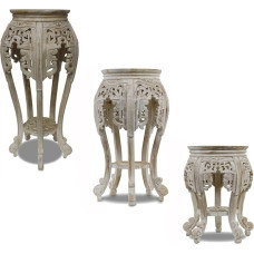 Oriental Galerie ümmargune jakkar poti lillepoolest küljelaud Teak puidust jakkar barokist soliidne värv: Valge värvus Suurus: 45 cm