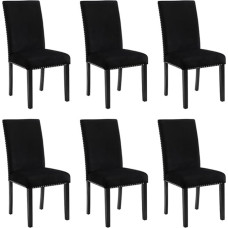Uus Classic Furniture Celeste söögitoolide komplekt 6-st 100% polüestrist mustast sametist ja espresso jalgadega