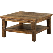 Massivmoebel24.de Rodez kohvilaud täispuidust #122 Mango Wood Dark Brown Õlitatud 85 x 85 x 45 cm koos hoiukambriga Täispuidust laua kõrvallaud