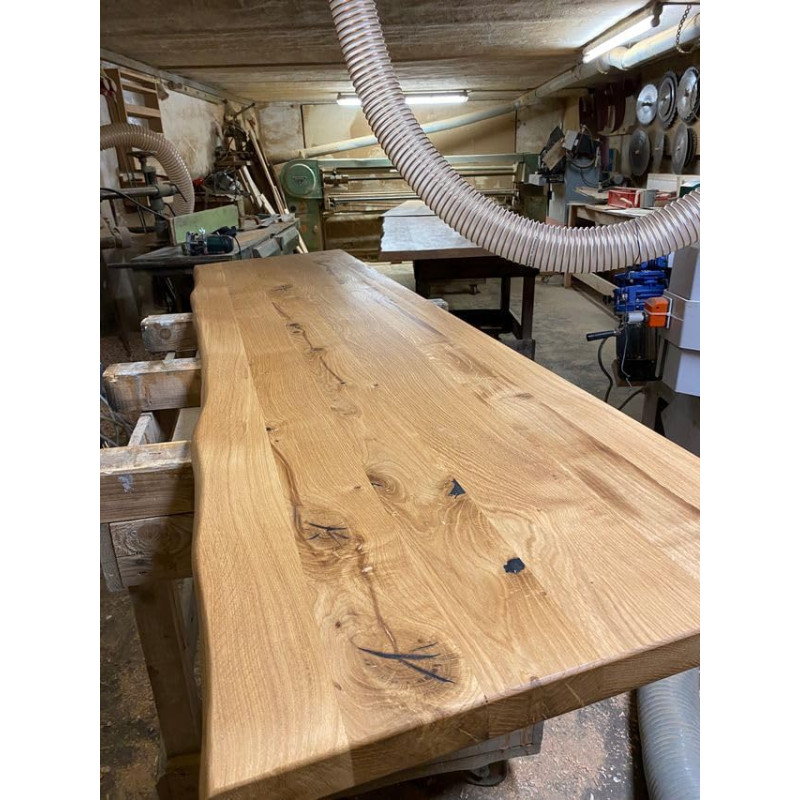 Massiivne tamme lauaplaat, puukant, Šveitsi sirge servaga söögilaud, laudaplaat, tammeplaat söögituppa, kööki, kontorisse, töödeldud, veekindel (sirge servaga, 130 cm x 60 cm x 4 cm)