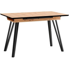 byLIVING Berlin söögitoa laud / Artisan tammepuust lauaplaat helepruun / metalljalad must, sünkroonväljavõtmega laius 120-160 cm kõrgus 75 cm sügavus 80 cm