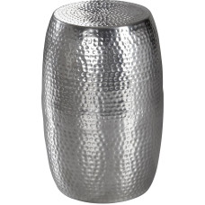 Möbelando Kõrvallaud 30 x 49,5 x 30 cm Alumiinium Hõbedane dekoratiivne laud Idamaine ümmargune väike vasaraga küljelaud Disainer hoiulaud Metallist moodne kitsas