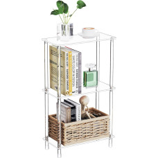 Bkemiy läbipaistev akrüül kitsas küljelaud väikestesse ruumidesse, 40cm L x 20cm W x 67.8cm H, 3-tasandiline ristkülikukujuline kitsas küljelaud, väike mini öökapis magamistoa jaoks