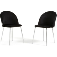 Sara 2 tooli Sara Padded Velvet või Teddy köögi söögitoolid metallist jalgadega (mustast mokkanahast, hõbedast jalgadega)