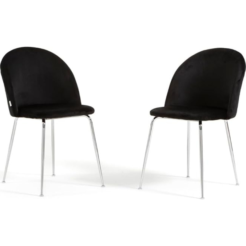 Sara 2 tooli Sara Padded Velvet või Teddy köögi söögitoolid metallist jalgadega (mustast mokkanahast, hõbedast jalgadega)