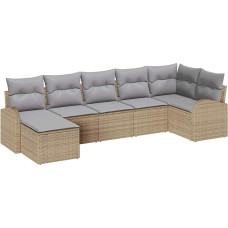 Garten Diivan Set Set von 7 Beige Rattan Garten Diivan Rechteckig Gartenlounge Model3346130