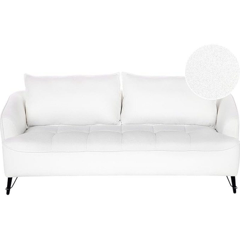 Beliani 3-kohaline diivan Bouclé valge tikitud käetugedega lahtine seljapadi Modern Hobro